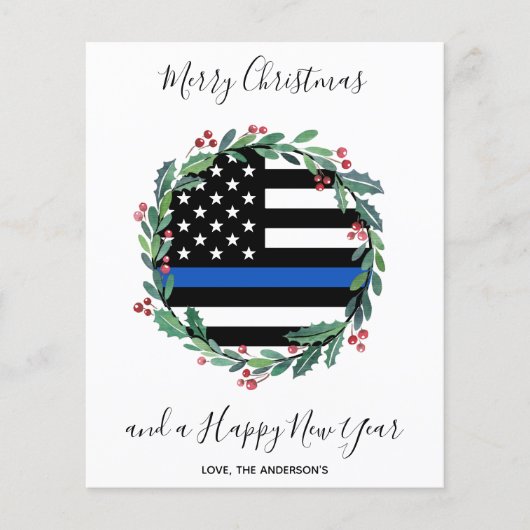 警察薄型ブルーラインクリスマスバジェットカード (正面)