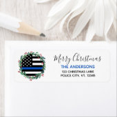 警察薄型ブルーラインクリスマス差出人住所 ラベル (インサイチュ)