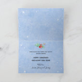 警察薄型ブルーラインフラッグメリークリスマス雪だるま シーズンカード (内部)