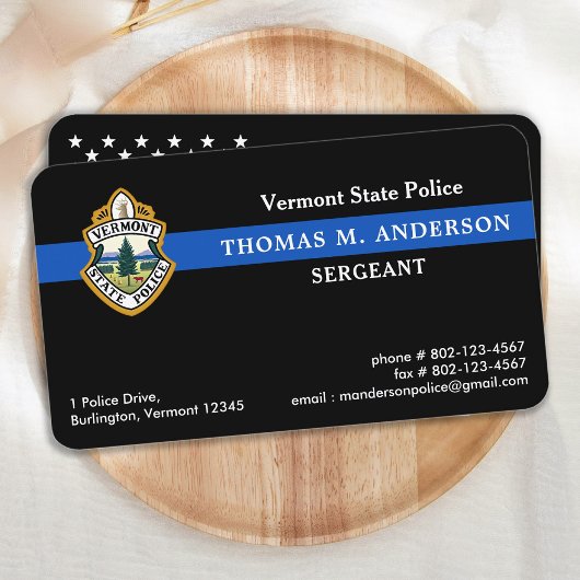 警察薄型ブルーラインプレミアムロゴ法執行機関 名刺