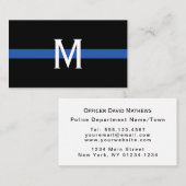 警察薄型ブルーラインモノグラムのプロフェッショナル 名刺 (正面/裏面)
