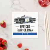 警察薄型ブルーラインヴィンテージ警察の車モノグラム スタンダードカクテルナプキン (インサイチュ)