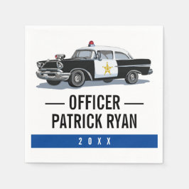 警察薄型ブルーラインヴィンテージ警察の車モノグラム スタンダードカクテルナプキン