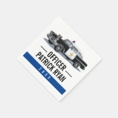 警察薄型ブルーラインヴィンテージ警察の車モノグラム スタンダードカクテルナプキン (角)