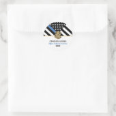 警察薄型ブルーライン国旗のおめでとう卒業 ラウンドシール (バッグ)