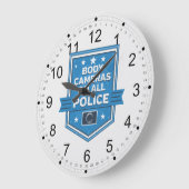 警察衣服体カメラ ラージ壁時計 (傾斜)