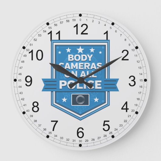 警察衣服体カメラ ラージ壁時計 (正面)