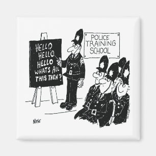 警察訓練学校。漫画おもしろいイラストレーション マグネット