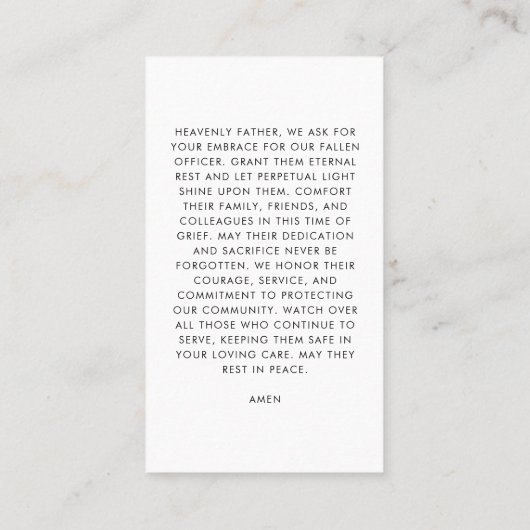 警察記念愛国撮影祈りの言葉カード コーリングカード (裏面)