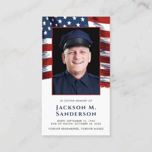 警察記念愛国撮影祈りの言葉カード コーリングカード (正面)