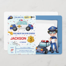 警察誕生日写真招待状