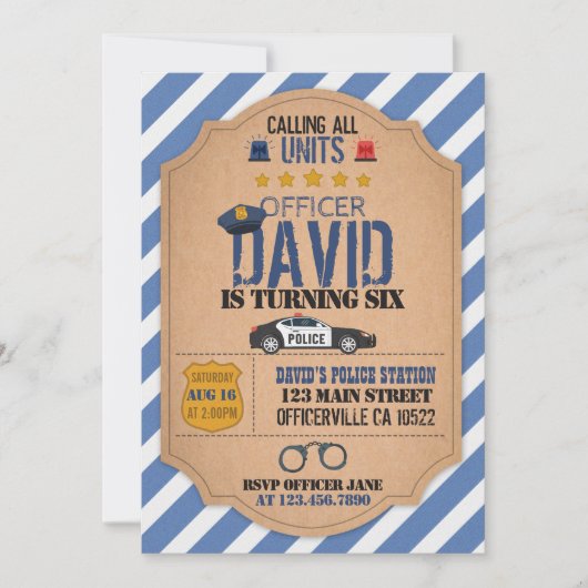 警察誕生日招待状 招待状 (正面)