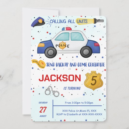警察誕生日招待状 招待状 (正面)