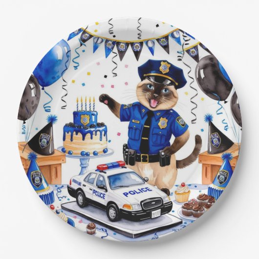 警察誕生日 ペーパープレート (正面)