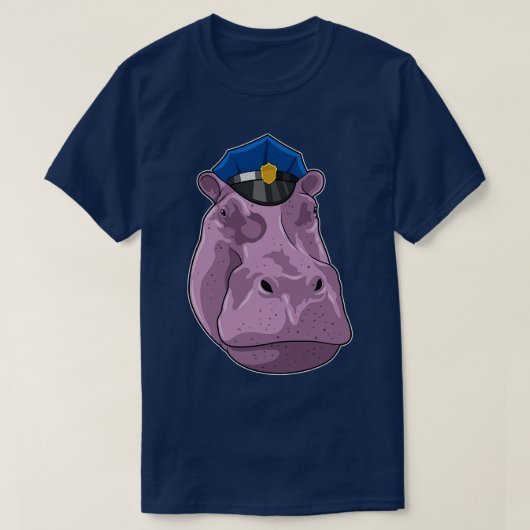 警察警察としてのヒッポ Tシャツ (デザイン正面)