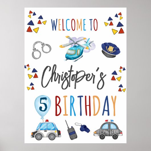 警察警察ウェルカムサインバースデーパーティー ポスター (正面)