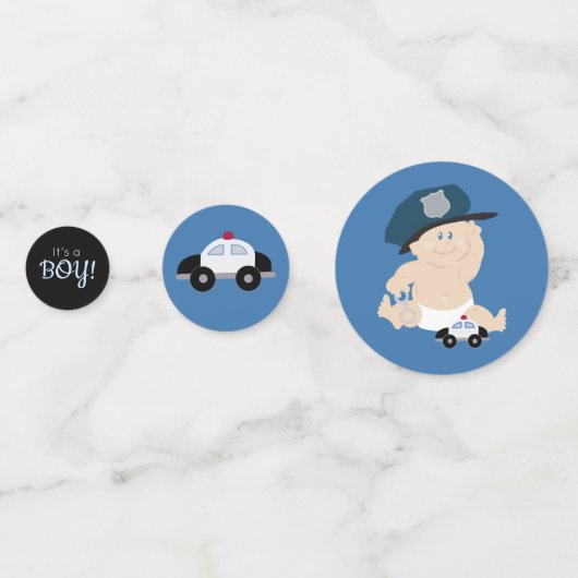 警察赤ちゃんシャワーベビーcop赤ちゃんシャワー紙吹雪 コンフェッティ (裏面)