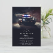 警察車がアメリカ国旗の卒業式を点灯 招待状 (スタンド正面)