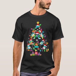 警察車のクリスマスツリーおかしいサンタ警察官Tシャツ Tシャツ