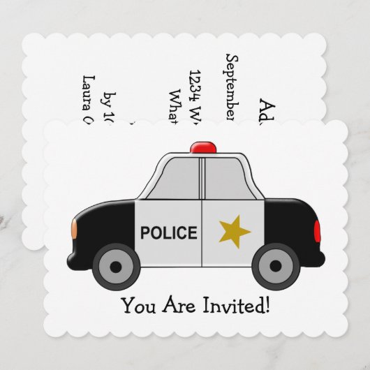 警察車の誕生日 招待状 (正面/裏面)