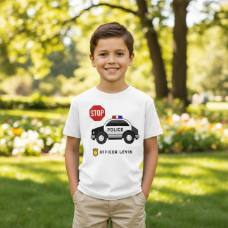 警察車カスタム誕生日名 Tシャツ