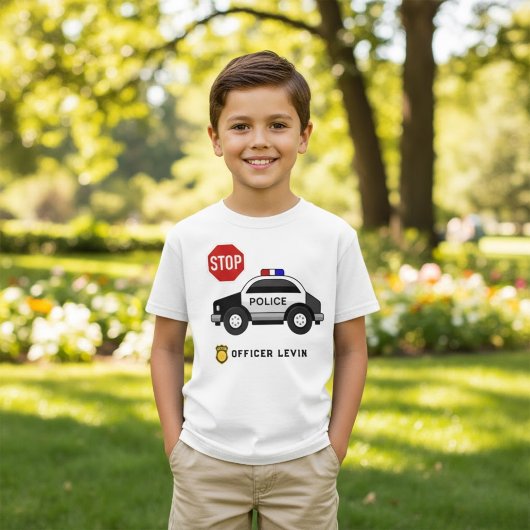警察車カスタム誕生日名 Tシャツ