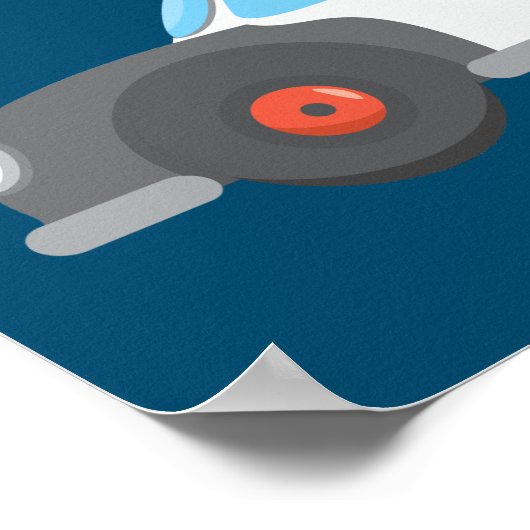 警察車ネイビーブルーバースデーパーティーポスター ポスター (角)