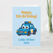 警察車両おめでとう、少年、5歳の誕生日 カード (正面)