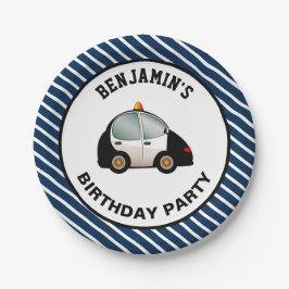 警察車両の誕生日パーティー ペーパープレート