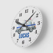 警察車両ボーイズベッドルーム子供部屋デコール ラウンド壁時計 (傾斜)
