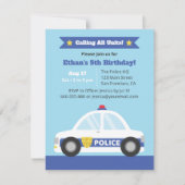 警察車両 警察テーマの誕生日パーティー 招待状 (正面)