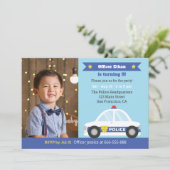 警察車両 警察 パーティー 少年 誕生日 写真 招待状 (スタンド正面)