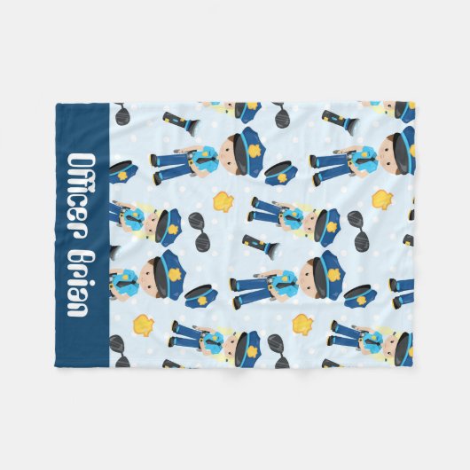 警察追加の名前ベビーおもしろい毛布 フリースブランケット (正面(横))
