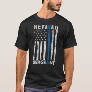 警察退職した軍曹ギフト薄いブルーラインアメリカ Tシャツ