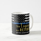 警察退職アメリカ国旗の薄い青い線 コーヒーマグカップ (正面右)