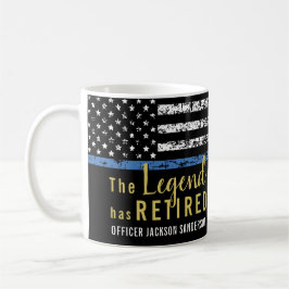 警察退職アメリカ国旗の薄い青い線 コーヒーマグカップ