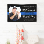 警察退職カスタムパーティー写真ブルーライン 横断幕 (インサイチュ)