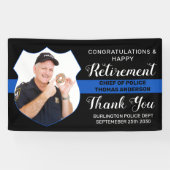 警察退職カスタムパーティー写真ブルーライン 横断幕 (横)