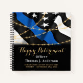 警察退職ゲストブックシンブルーライン金ゴールド ノートブック (正面)