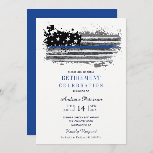 警察退職パーティの招待状 招待状 (正面/裏面)