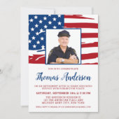 警察退職パーティーカスタム写真USA国旗 招待状 (正面)
