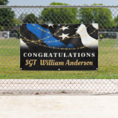 警察退職パーティーカスタム薄い青い線 横断幕 (インサイチュ)