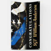 警察退職パーティーカスタム薄い青い線 横断幕 (縦)