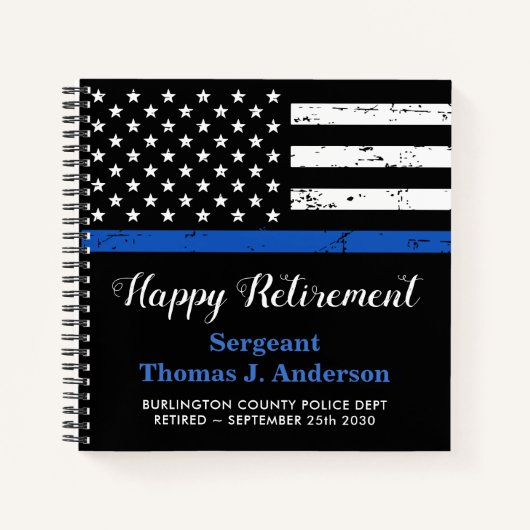 警察退職パーティーパーソナライズされたゲストブック ノートブック (正面)