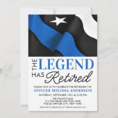 警察退職パーティーブルーアメリカン国旗 招待状 (正面)