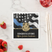 警察退職パーティーブルーラインおめでとう スタンダードカクテルナプキン (インサイチュ)