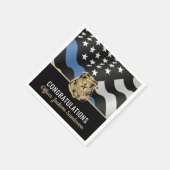 警察退職パーティーブルーラインおめでとう スタンダードカクテルナプキン (角)