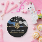 警察退職パーティーブルーラインおめでとう ペーパープレート (パーティー)