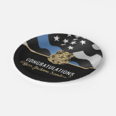 警察退職パーティーブルーラインおめでとう ペーパープレート (アングル)