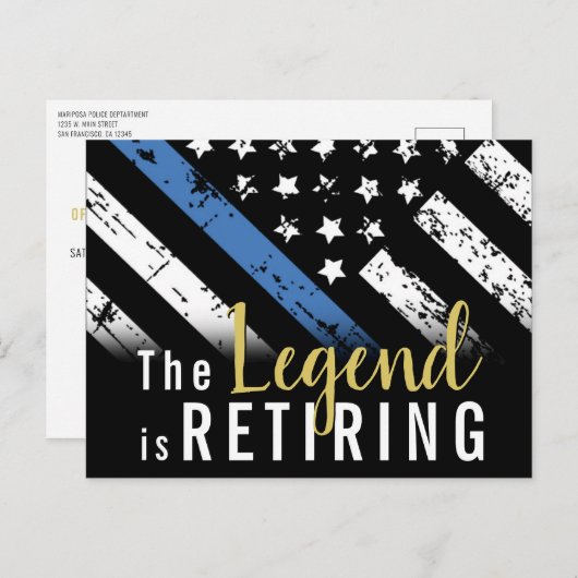 警察退職パーティーブルーライン法執行部 ポストカード (正面/裏面)